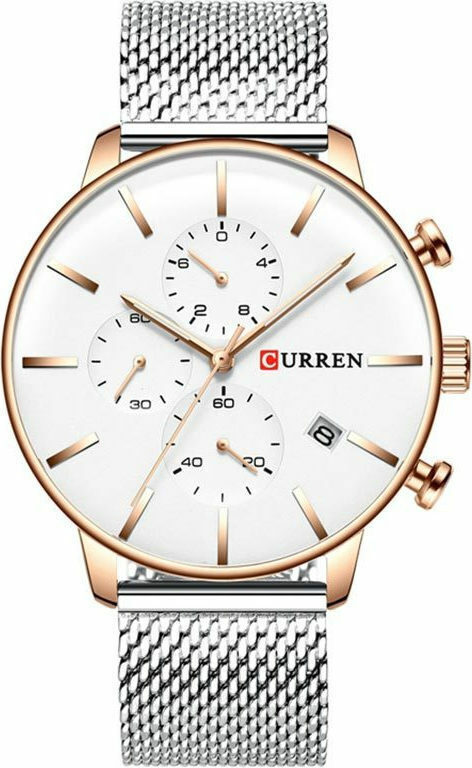 Curren 8339 Ρολόι Χρονογράφος Μπαταρίας με Ασημί Μεταλλικό Μπρασελέ