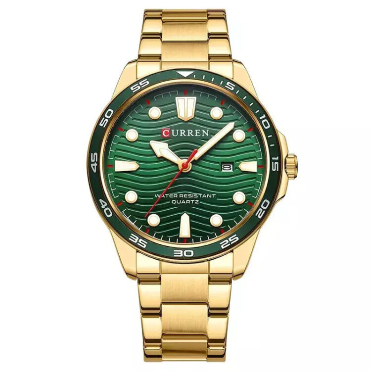 Curren Ρολόι Μπαταρίας με Μεταλλικό Μπρασελέ Gold Green 8426