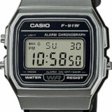 Casio Collection Ψηφιακό Ρολόι Χρονογράφος Μπαταρίας με Μαύρο Καουτσούκ Λουράκι F-91WM-1BEF