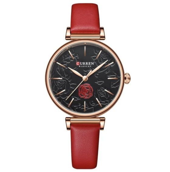 Curren 613 Ρολόι με Δερμάτινο Λουράκι σε Κόκκινο χρώμα