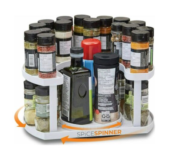 Spice Spinner Περιστρεφόμενος Οργανωτής Μπαχαρικών Πλαστικός Λευκός