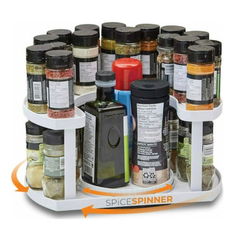 Spice Spinner Περιστρεφόμενος Οργανωτής Μπαχαρικών Πλαστικός Λευκός