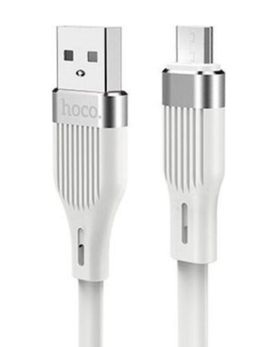 Hoco Regular USB 2.0 to micro USB Cable Λευκό 1.2m (U72)