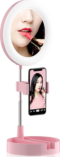 Ring Light Mini G3 16cm 3500-6000K με Επιτραπέζια Βάση Στήριξης και Βάση για Κινητό Ροζ