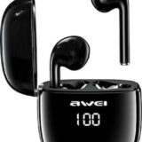 Awei T28P In-ear Bluetooth Handsfree Ακουστικά με Αντοχή στον Ιδρώτα και Θήκη Φόρτισης Μαύρα