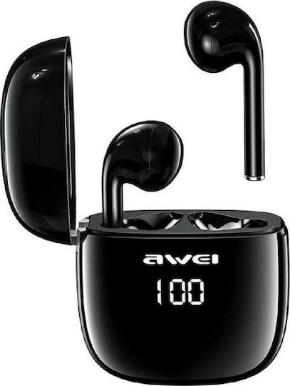 Awei T28P In-ear Bluetooth Handsfree Ακουστικά με Αντοχή στον Ιδρώτα και Θήκη Φόρτισης Μαύρα