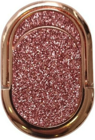 Technovo Αυτοκόλλητο Μαγνητικό Οβάλ Ring Holder Κινητού Glitter Rose Gold