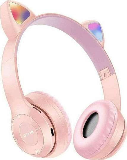 P47M Cat Ear Ασύρματα/Ενσύρματα On Ear Ακουστικά Ροζ