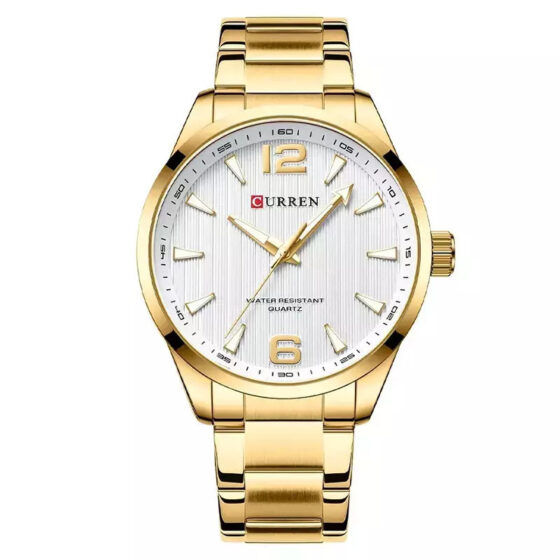 Curren Ανδρικό Ρολόι 8434 44mm Μπαταρίας με Χρυσό Μεταλλικό Μπρασελέ