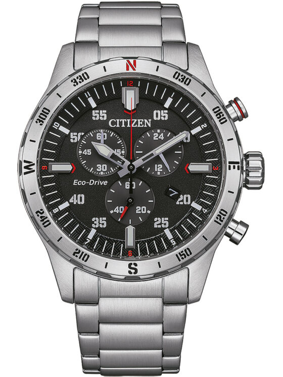 Citizen Eco-Drive  Χρονογράφος Eco - Drive με Ασημί Μεταλλικό Μπρασελέ AT2520-89E