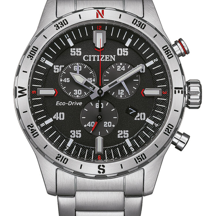 Citizen Eco-Drive  Χρονογράφος Eco - Drive με Ασημί Μεταλλικό Μπρασελέ AT2520-89E