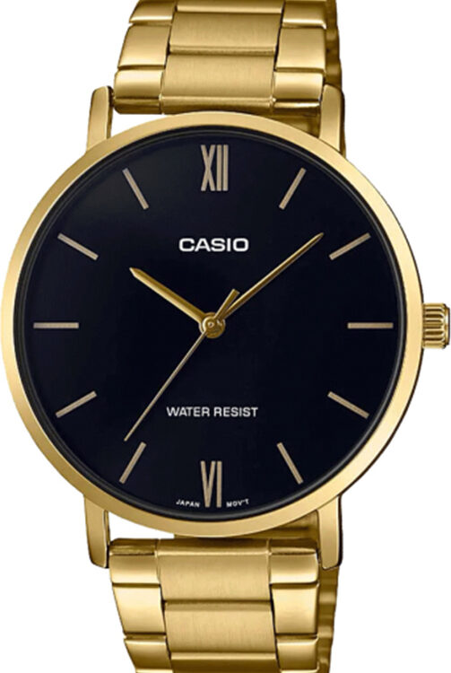 Casio Ανδρικό Ρολόι Μπαταρίας με Χρυσό Μεταλλικό Μπρασελέ MTP-VT01G-1BUDF