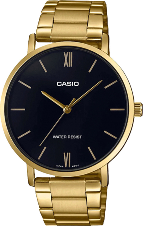 Casio Ανδρικό Ρολόι Μπαταρίας με Χρυσό Μεταλλικό Μπρασελέ MTP-VT01G-1BUDF