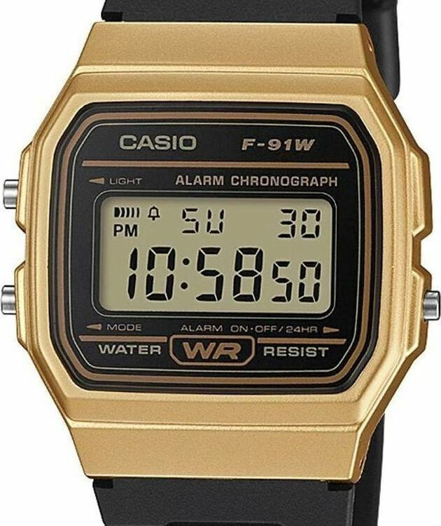 Casio Ψηφιακό Ανδρικό Ρολόι 35mm Μπαταρίας με Μαύρο Καουτσούκ Λουράκι F-91WM-9AEF