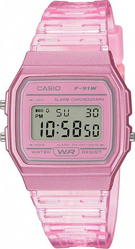 Casio Ψηφιακό Γυναικείο Ρολόι με Ροζ Καουτσούκ Λουράκι F-91WS-4EF