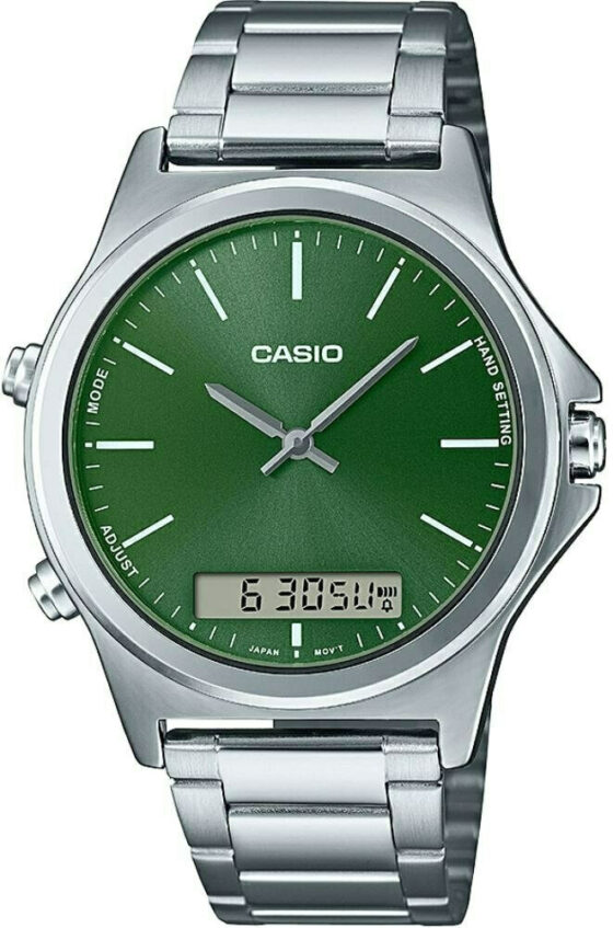 Casio Ψηφιακό/Αναλογικό Γυναικείο Ρολόι 41.5mm Μπαταρίας με Ασημί Μεταλλικό Μπρασελέ MTP-VC01D-3E