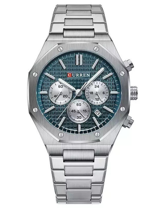 Curren 8440 Ασημί/Μπλέ