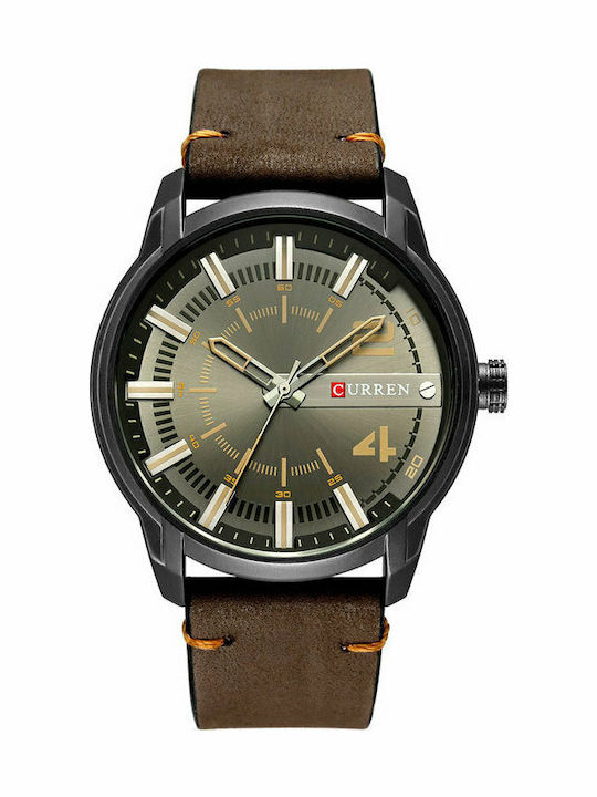 Curren 8306 με Δερμάτινο λουράκι Καφέ
