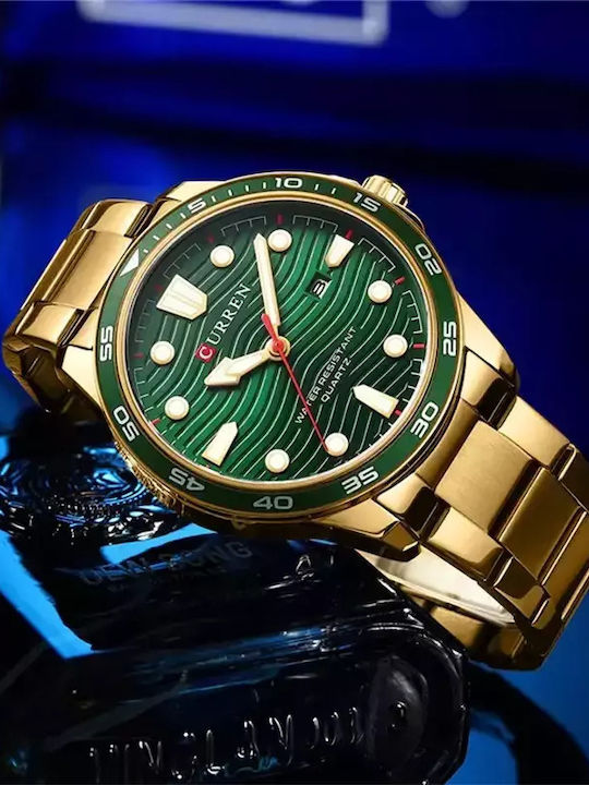 Curren 8426 με Μεταλλικό Μπρασελέ Χρυσό-Πράσινο