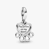 Pandora 799360C00 Hearts & Paw Print Dangle Charm