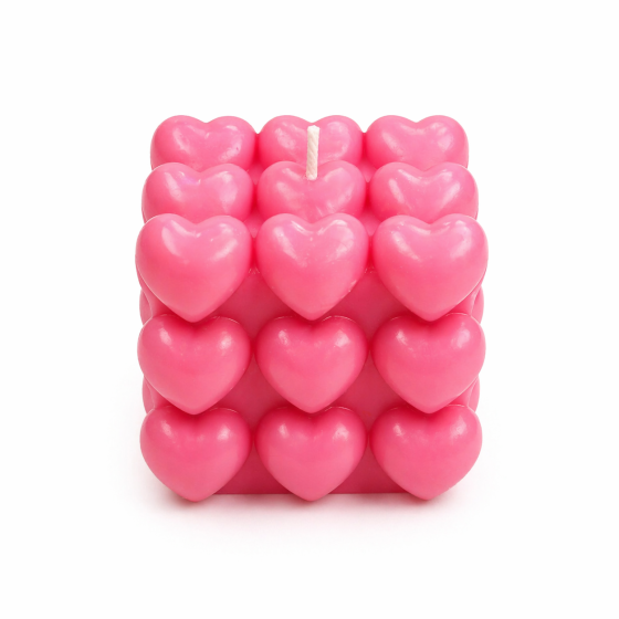 Sweet Flame - Χειροποίητο Αρωματικό Κερί Σόγιας “Heart Bubble Cube” με Άρωμα Τσουρέκι