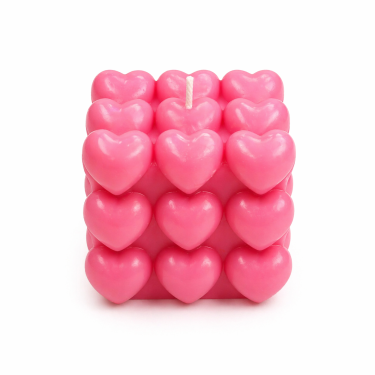 Sweet Flame - Χειροποίητο Αρωματικό Κερί Σόγιας “Heart Bubble Cube” με Άρωμα Τσουρέκι