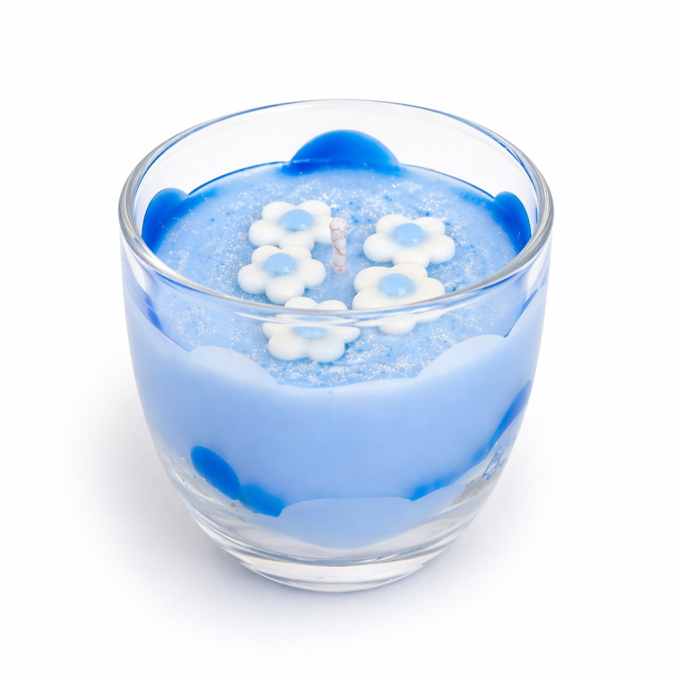 Sweet Flame – Χειροποίητο Αρωματικό Κερί Σόγιας “Soft Powder Blossom” σε Γυάλινο Ποτήρι