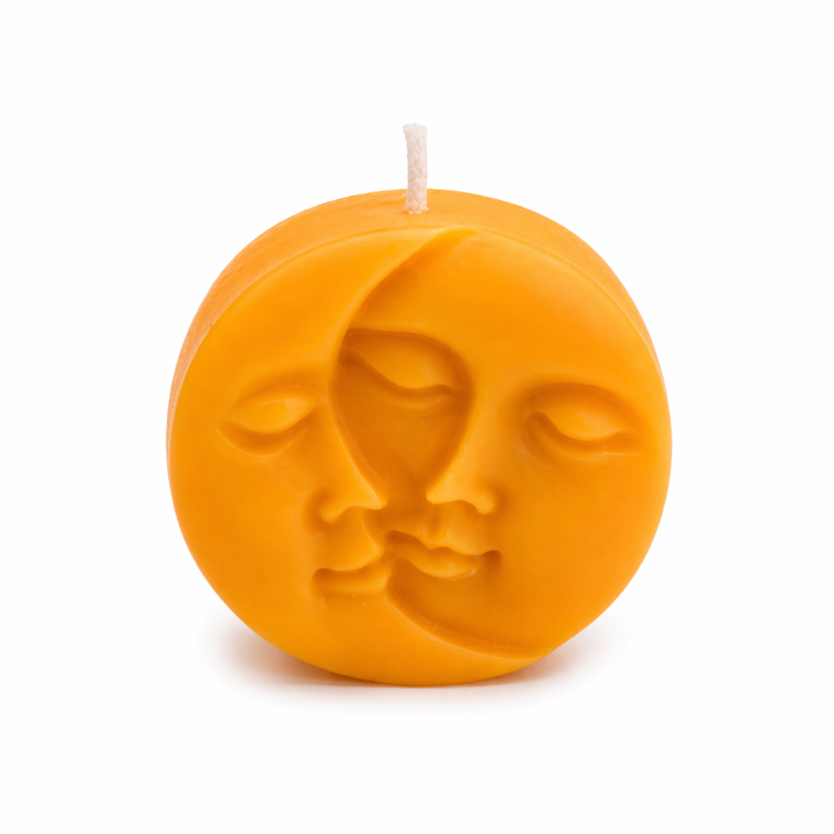 Sweet Flame - Χειροποίητο Αρωματικό Κερί Σόγιας “Sun & Moon Face” με Άρωμα Ροδάκινο