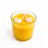 Sweet Flame – Χειροποίητο Αρωματικό Κερί Σόγιας “Fresh Mandarin” με Διακοσμητικά Λουλούδια