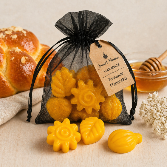 Sweet Flame – Wax Melts Σόγιας Διάφορα Σχήματα Άρωμα Τσουρέκι σετ 5 τεμαχίων