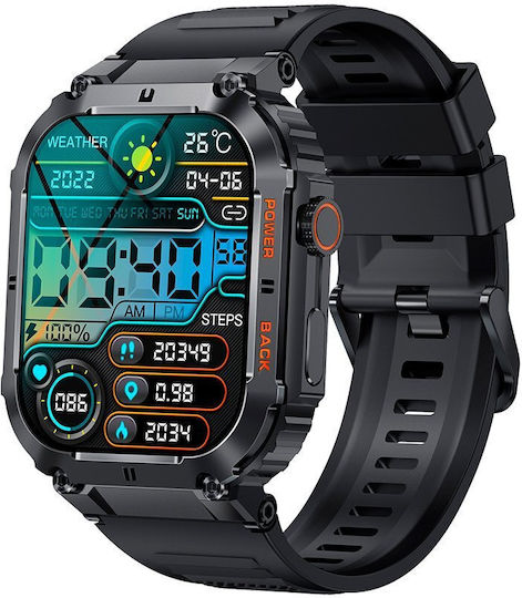 Aoke K57 Pro Smartwatch με GPS, Καρδιακούς Παλμούς & Bluetooth (Μαύρο)